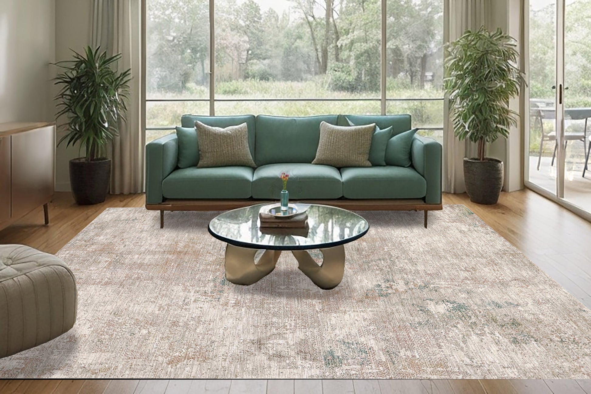 Dharma Modern Beige/Multi Abstract Low Pile Rug