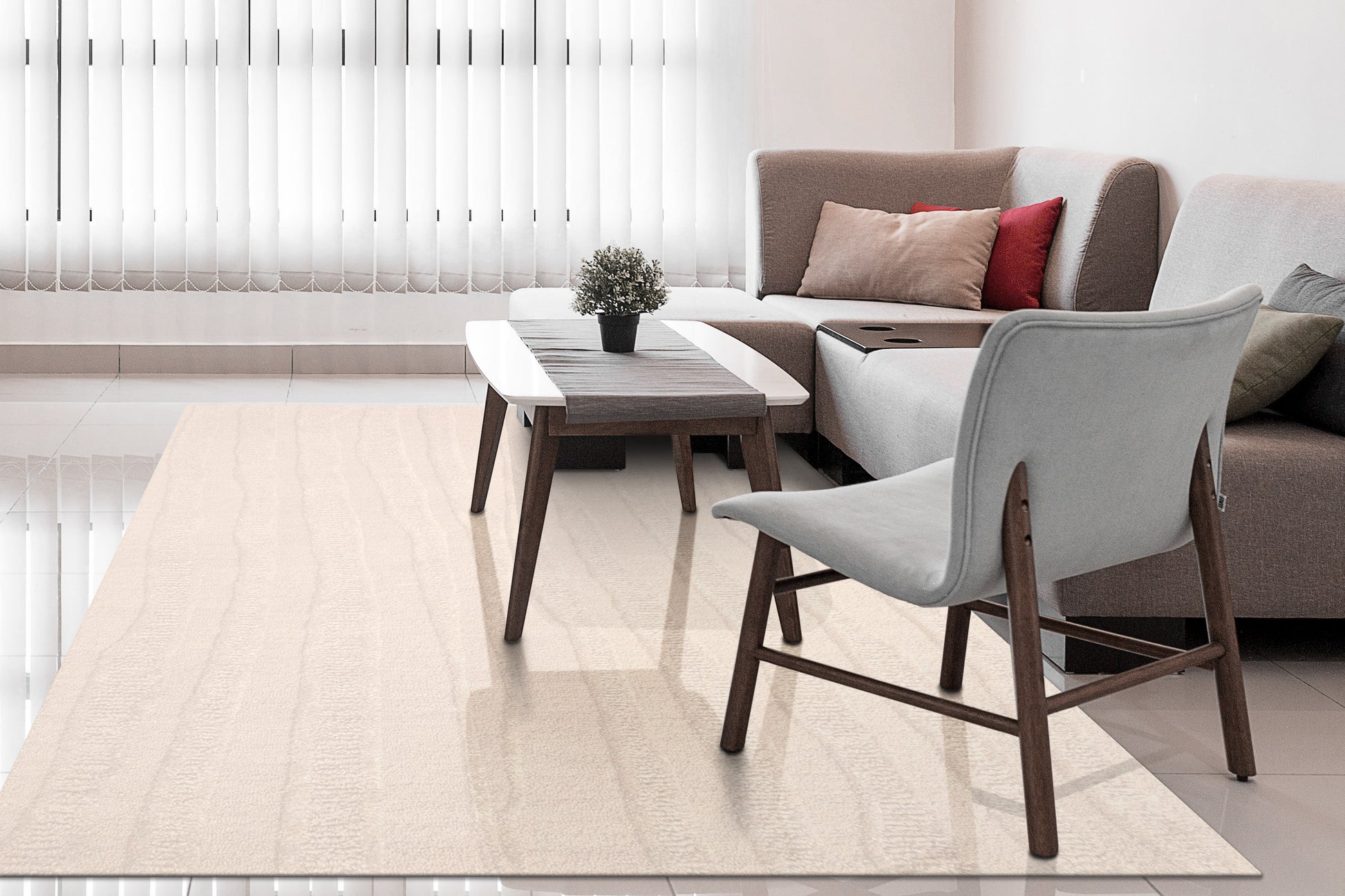 Drift Modern Cream Striped Medium Pile Rug
