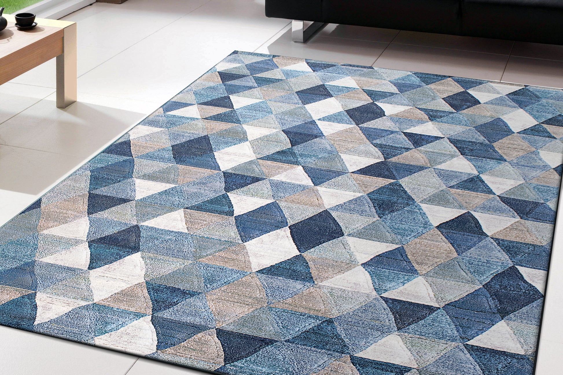 Eclipse Contemporary Blue/Multi Geometric Medium Pile Rug