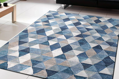 Eclipse Contemporary Blue/Multi Geometric Medium Pile Rug