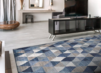 Eclipse Contemporary Blue/Multi Geometric Medium Pile Rug