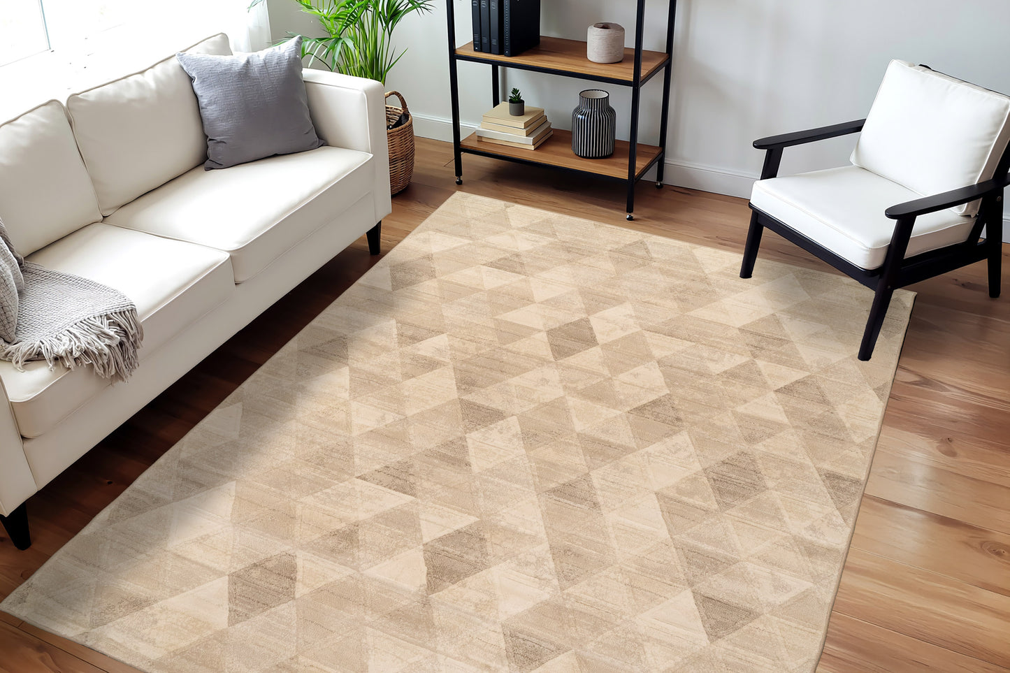 Eclipse Contemporary Beige Geometric Medium Pile Rug