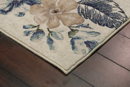 Eclipse Transitional Cream/Blue Floral Medium Pile Rug
