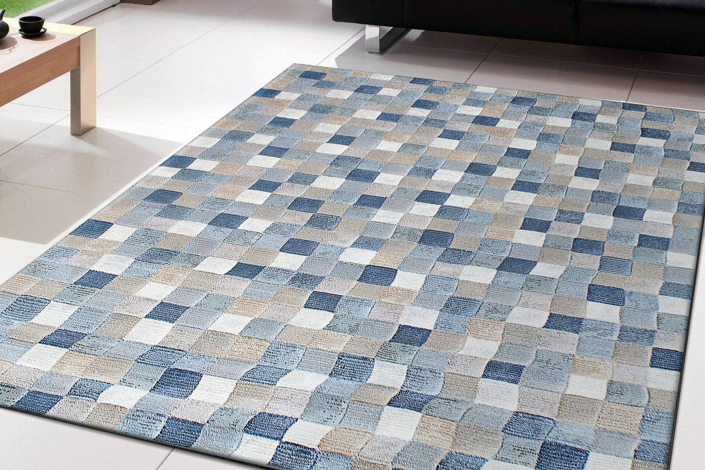 Eclipse Contemporary Multi/Blue Geometric Medium Pile Rug