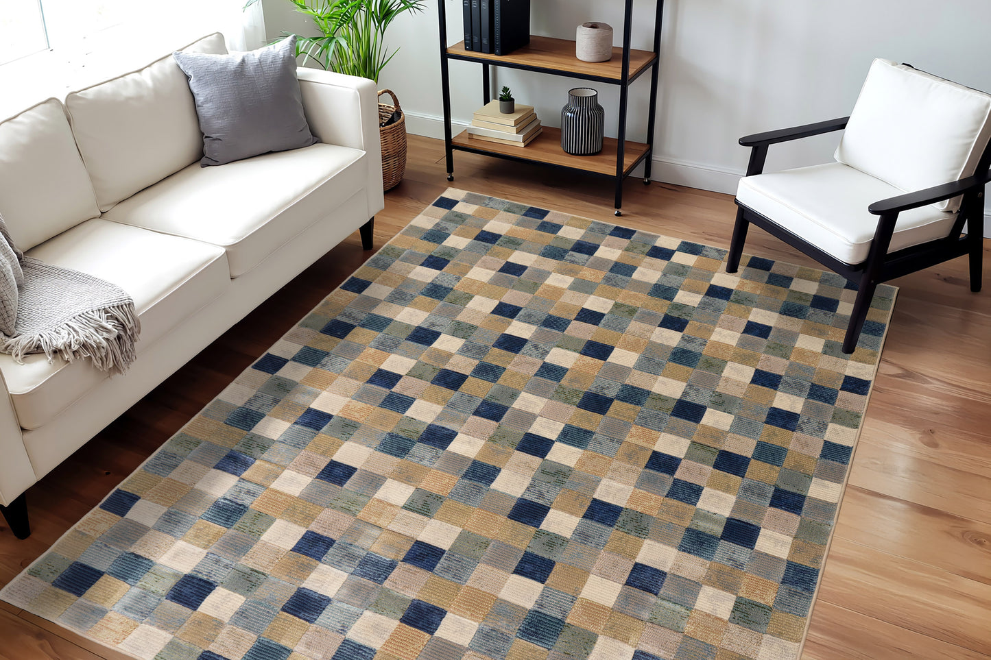 Eclipse Contemporary Multi/Blue Geometric Medium Pile Rug
