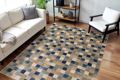 Eclipse Contemporary Multi/Blue Geometric Medium Pile Rug