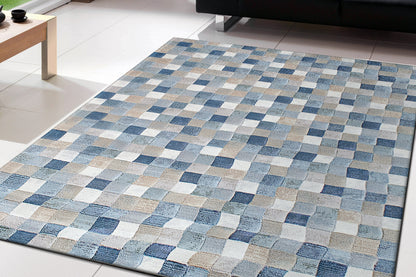 Eclipse Contemporary Multi/Blue Geometric Medium Pile Rug