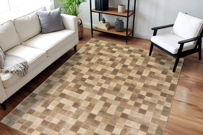 Eclipse Contemporary Beige Geometric Medium Pile Rug