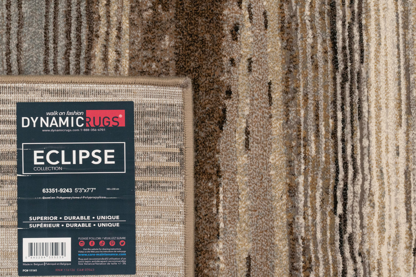Eclipse Modern Beige/Brown/Grey Striped Medium Pile Rug