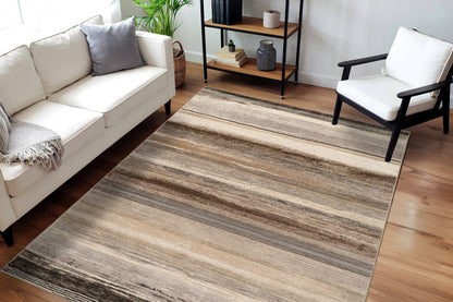 Eclipse Modern Beige/Brown/Grey Striped Medium Pile Rug
