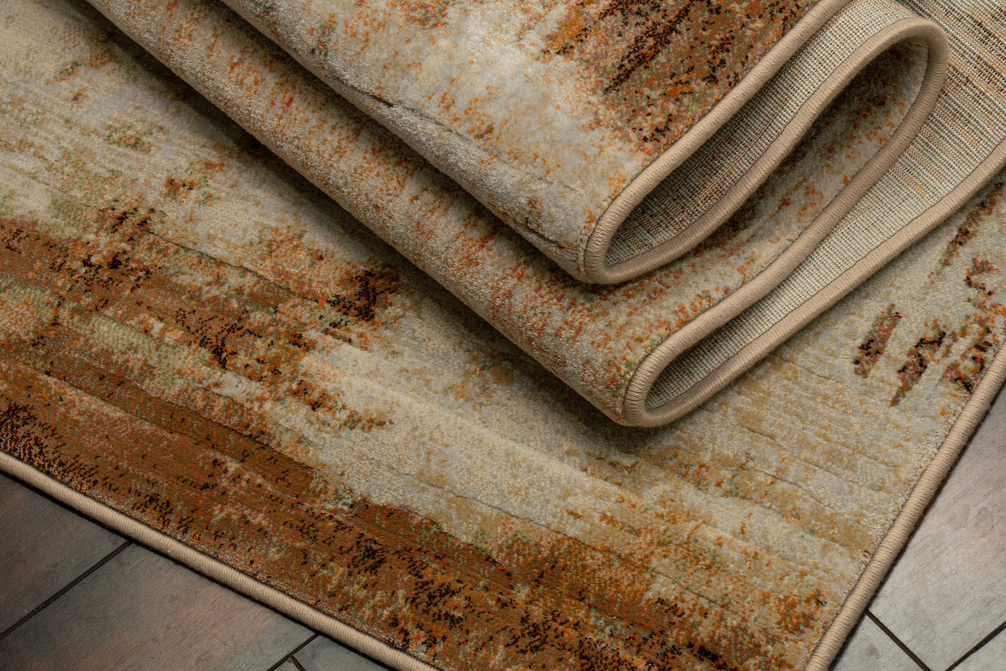 Eclipse Contemporary Beige/Rust Modern Medium Pile Rug