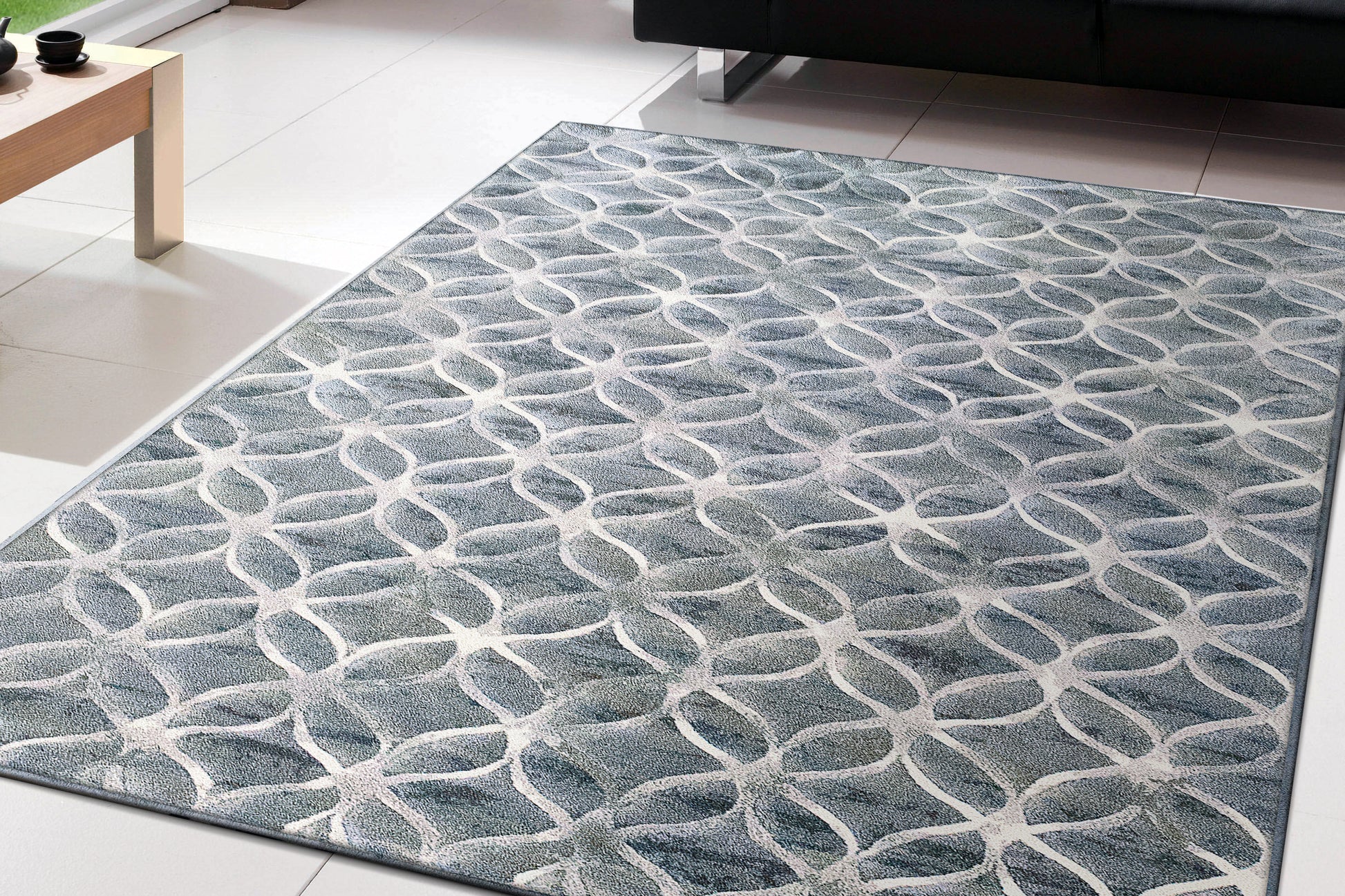 Eclipse Contemporary Blue Modern Medium Pile Rug