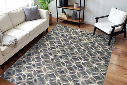 Eclipse Contemporary Blue Modern Medium Pile Rug