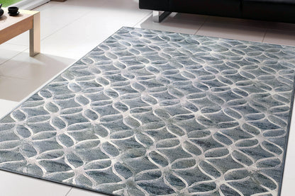 Eclipse Contemporary Blue Modern Medium Pile Rug