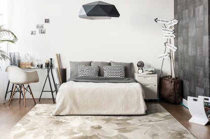 Eclipse Contemporary Beige/Cream Floral Medium Pile Rug
