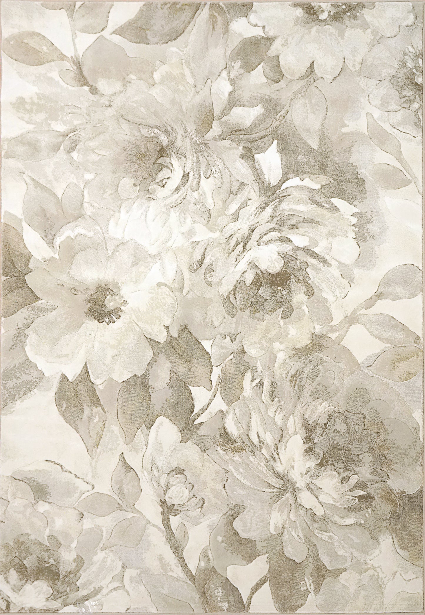 Eclipse Contemporary Beige/Cream Floral Medium Pile Rug