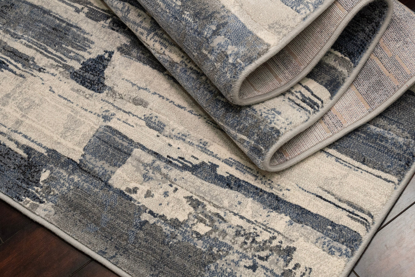 Eclipse Contemporary Blue Modern Medium Pile Rug