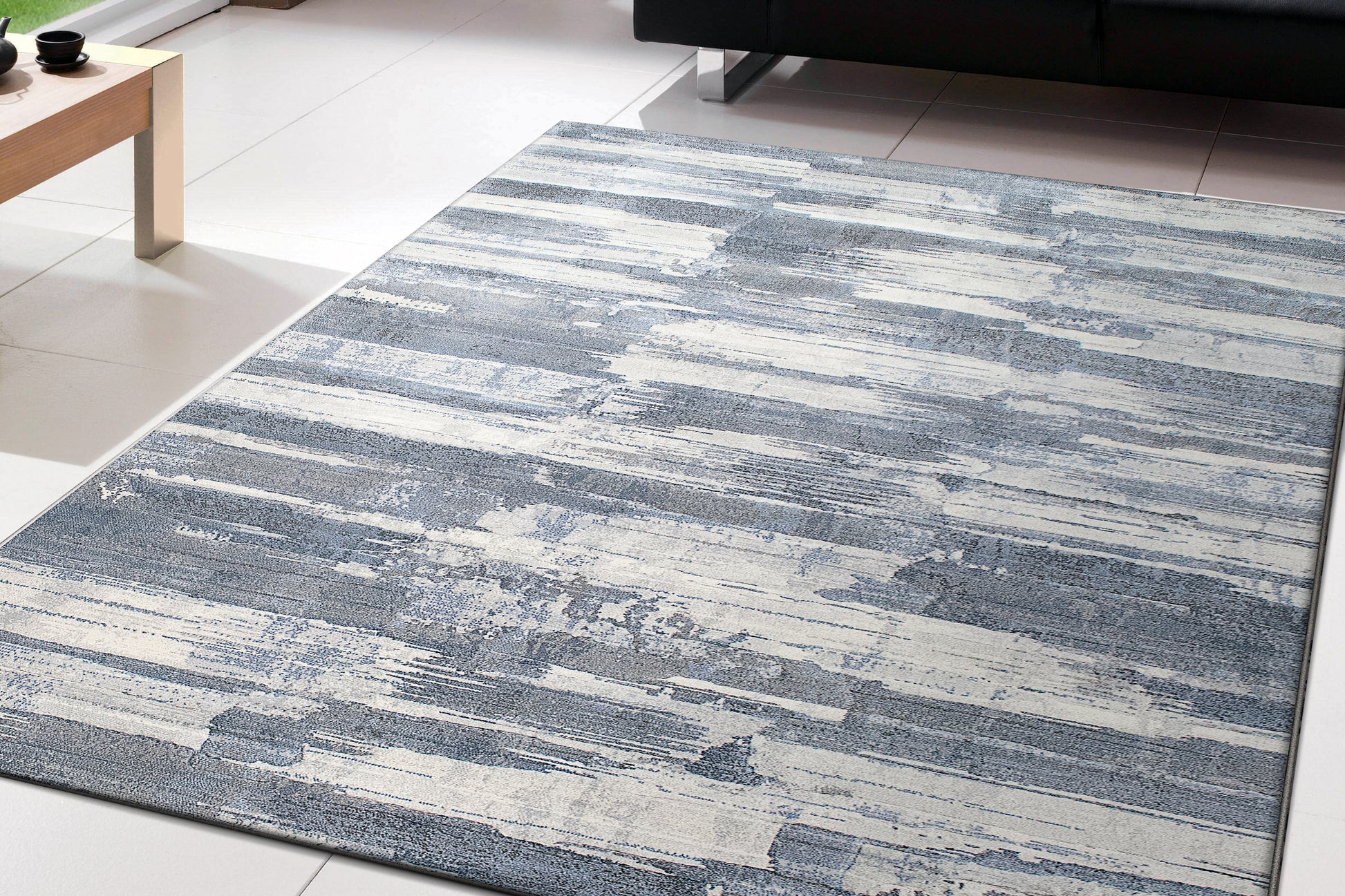 Eclipse Contemporary Blue Modern Medium Pile Rug