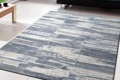 Eclipse Contemporary Blue Modern Medium Pile Rug