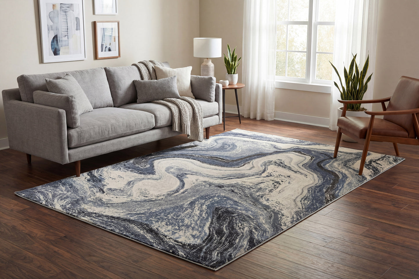 Eclipse Modern Grey/Cream Abstract Medium Pile Rug