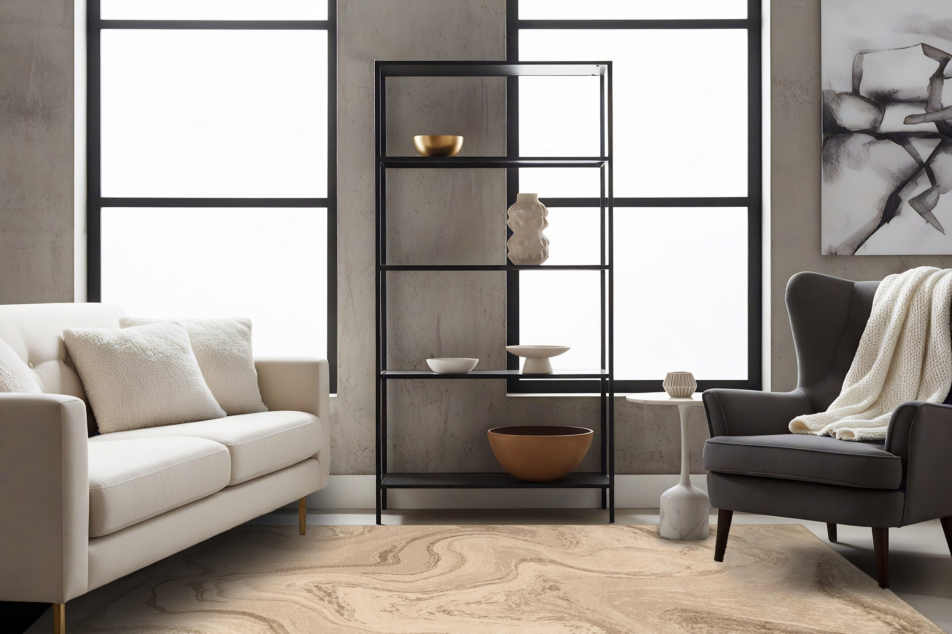 Eclipse Modern Beige Abstract Medium Pile Rug
