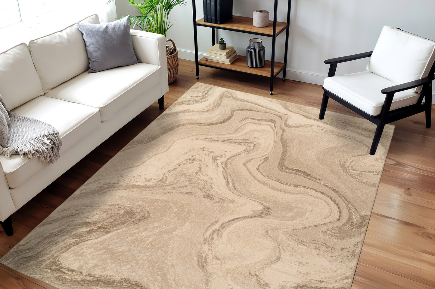 Eclipse Modern Beige Abstract Medium Pile Rug