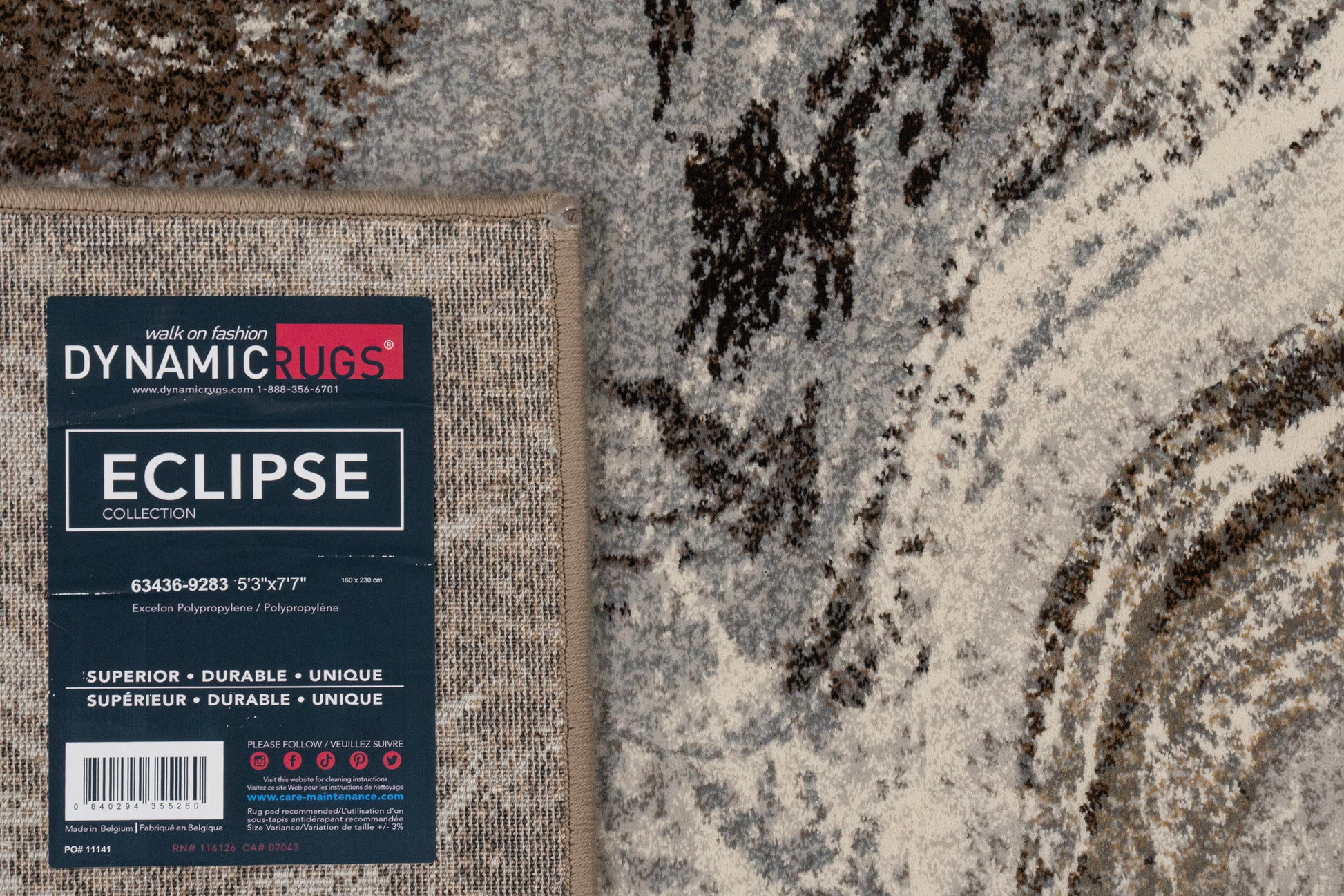 Eclipse Modern Cream/Mocha Abstract Medium Pile Rug