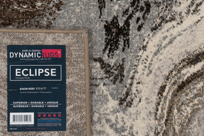 Eclipse Modern Cream/Mocha Abstract Medium Pile Rug