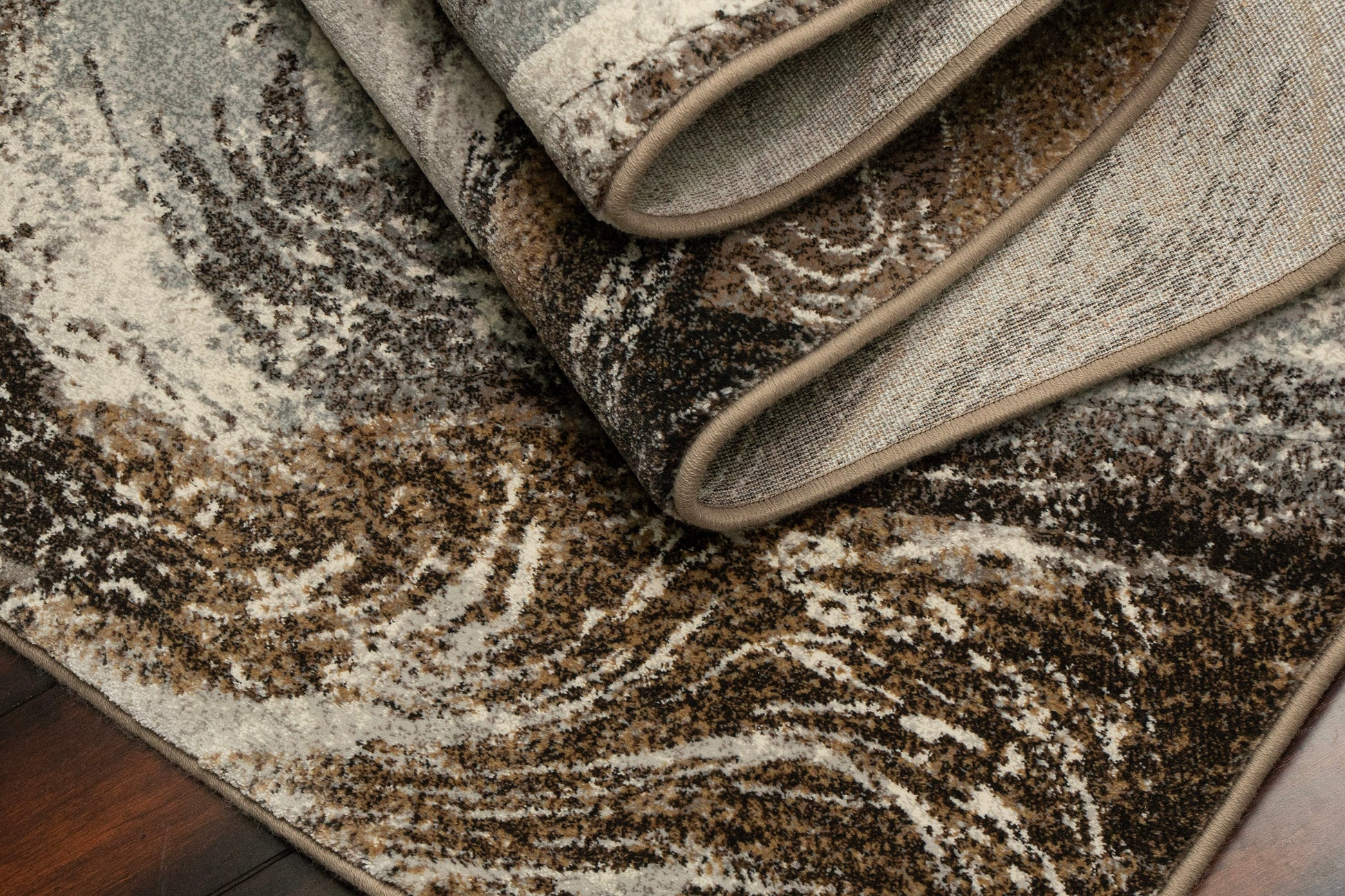 Eclipse Modern Cream/Mocha Abstract Medium Pile Rug