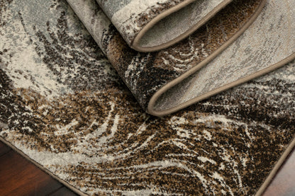 Eclipse Modern Cream/Mocha Abstract Medium Pile Rug