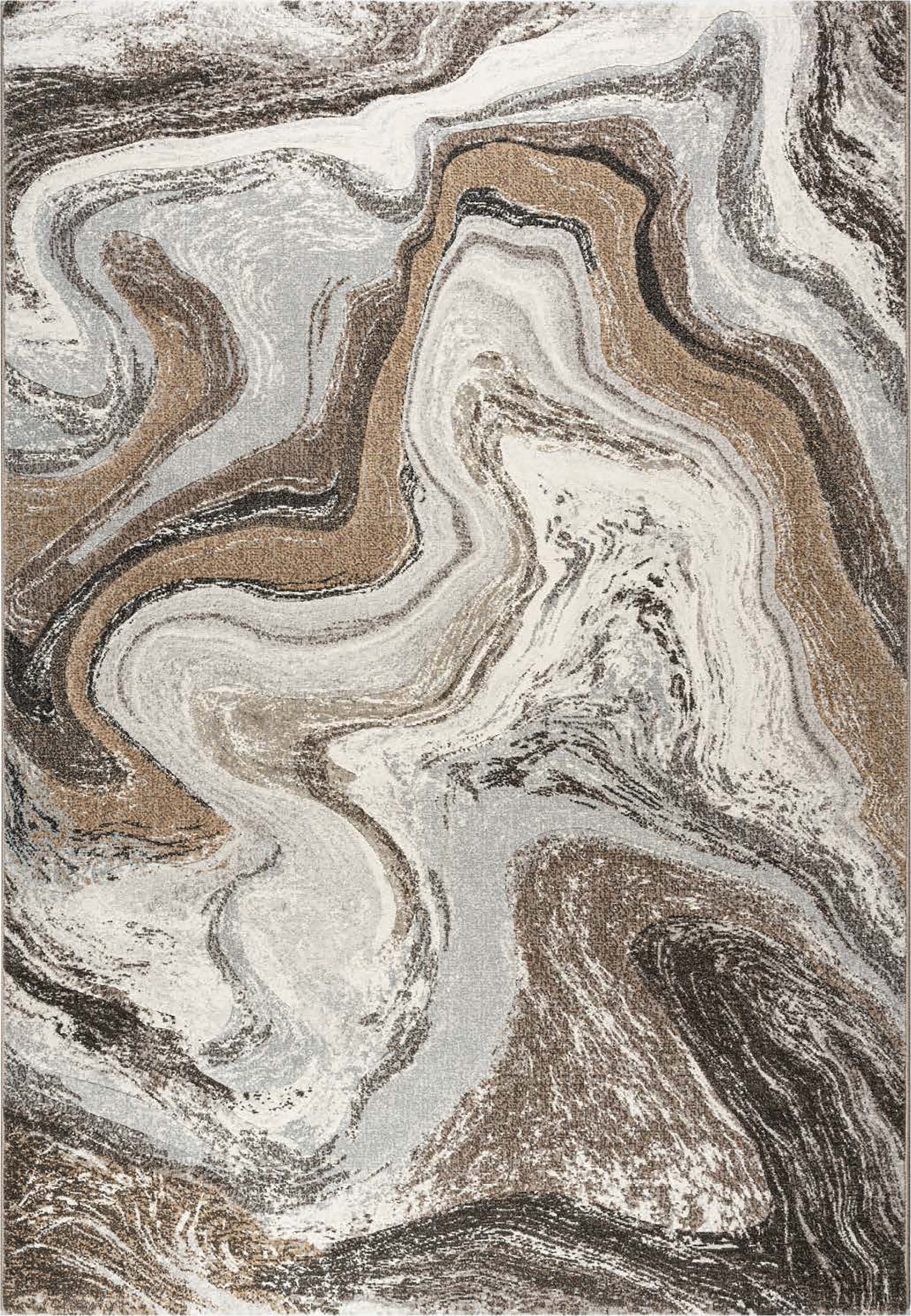 Eclipse Modern Cream/Mocha Abstract Medium Pile Rug