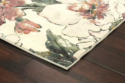 Eclipse Contemporary Beige/Multi Floral Medium Pile Rug