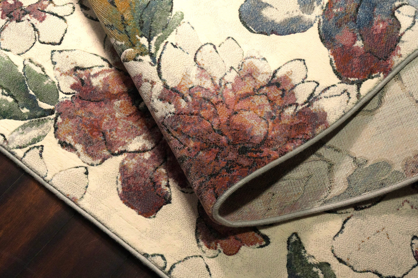 Eclipse Contemporary Beige/Multi Floral Medium Pile Rug
