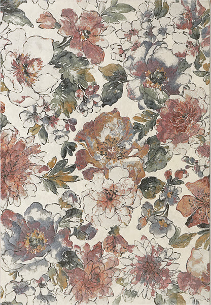 Eclipse Contemporary Beige/Multi Floral Medium Pile Rug