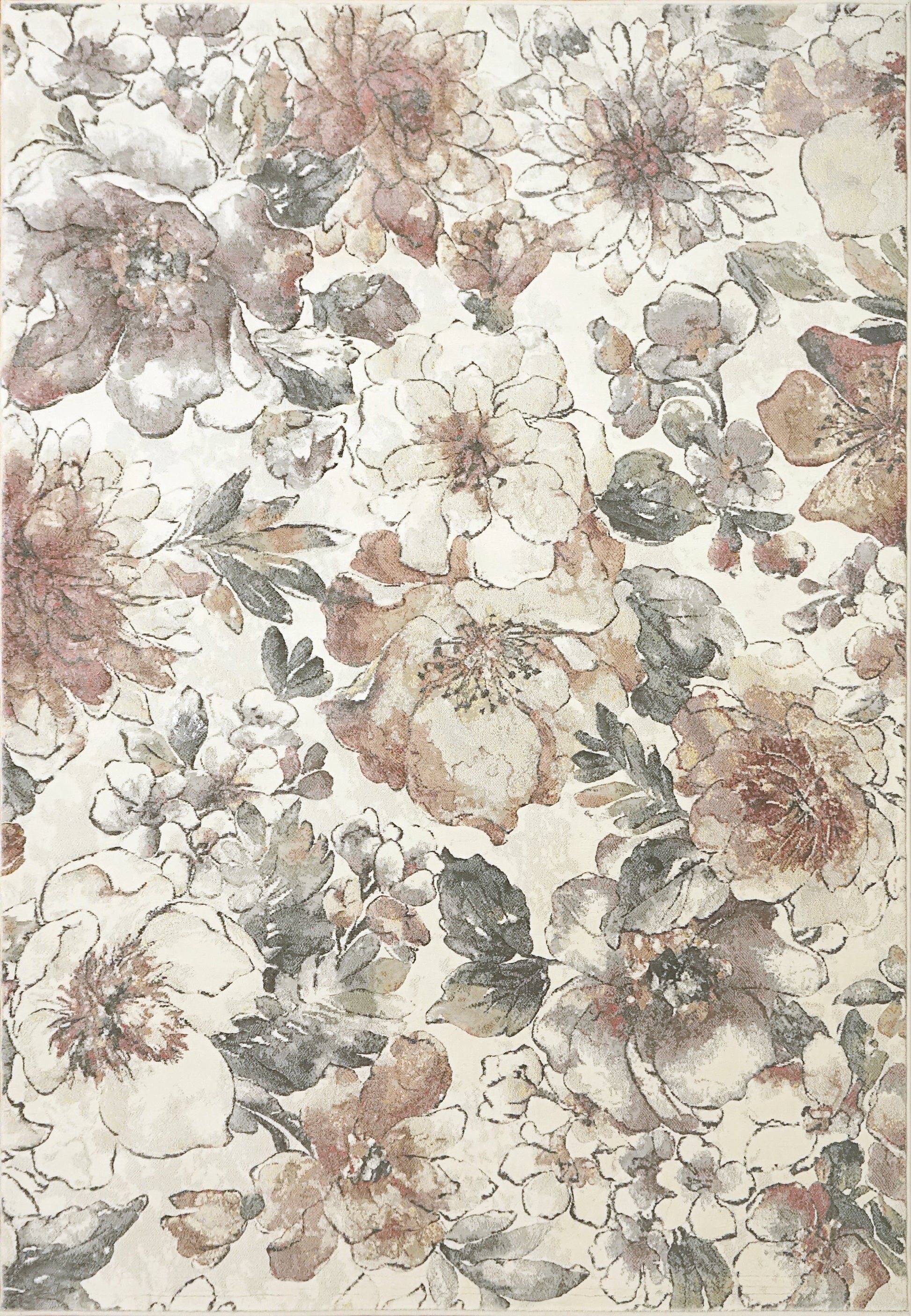 Eclipse Contemporary Cream/Multi Floral Medium Pile Rug