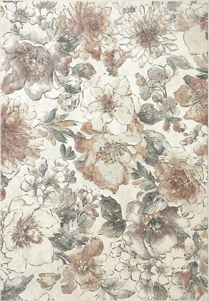Eclipse Contemporary Cream/Multi Floral Medium Pile Rug