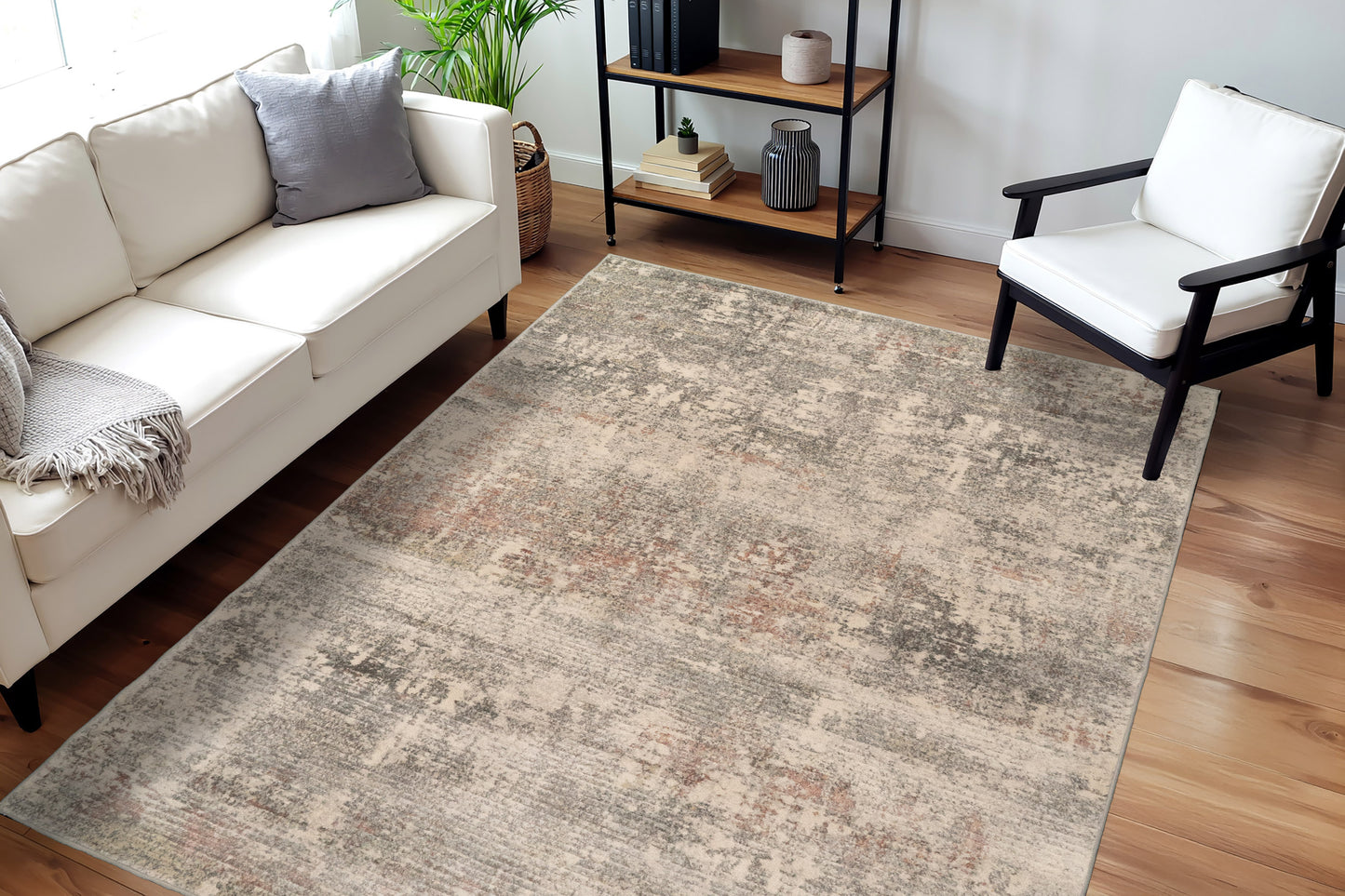 Eclipse Contemporary Beige/Grey Abstract Medium Pile Rug