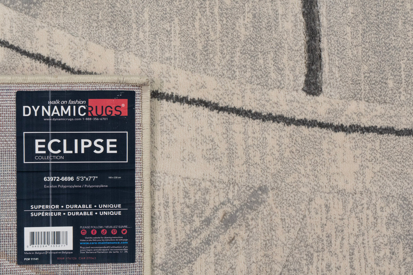 Eclipse Modern Cream/Grey/Dark Grey Geometric Medium Pile Rug