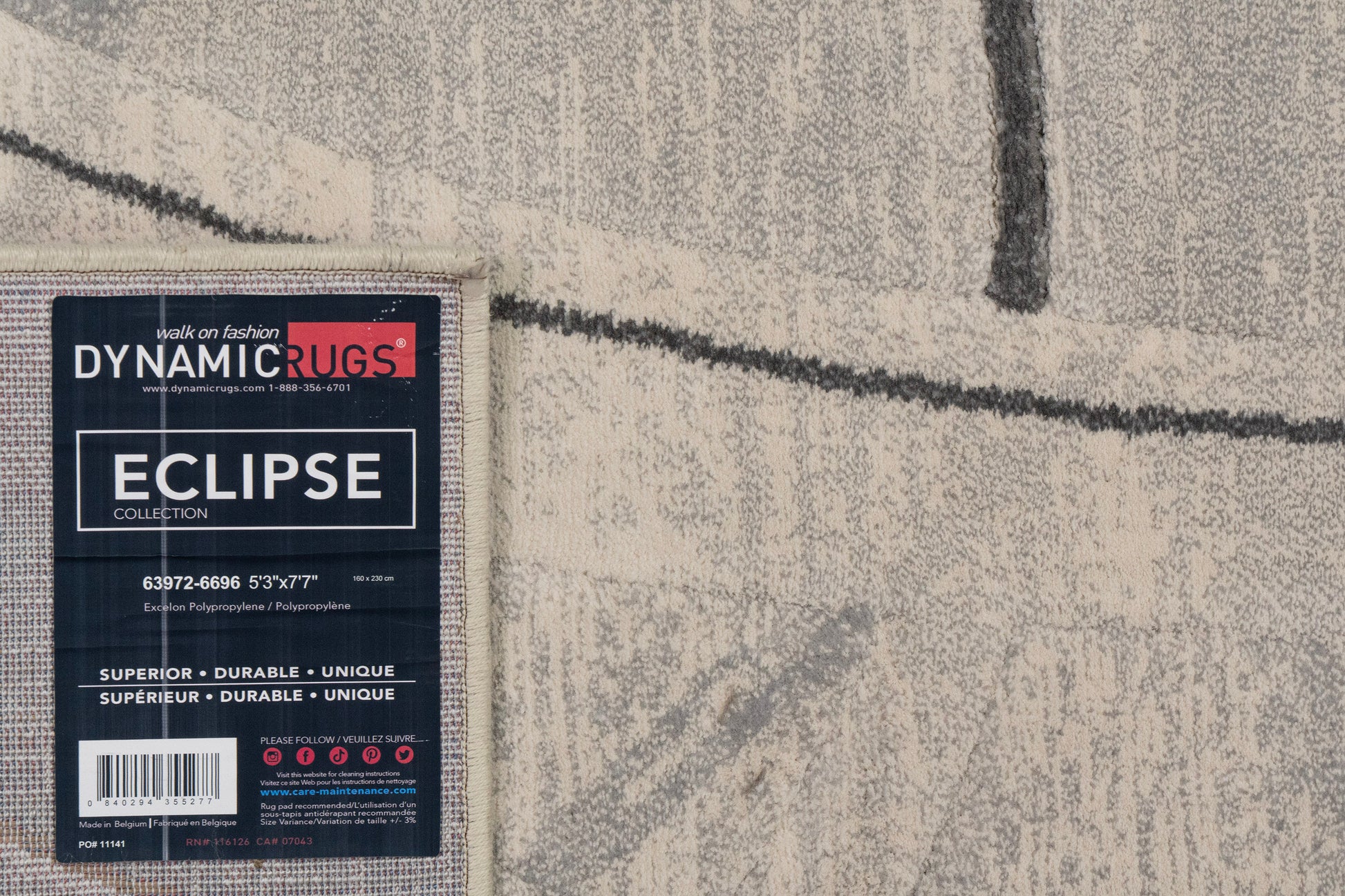 Eclipse Modern Cream/Grey/Dark Grey Geometric Medium Pile Rug