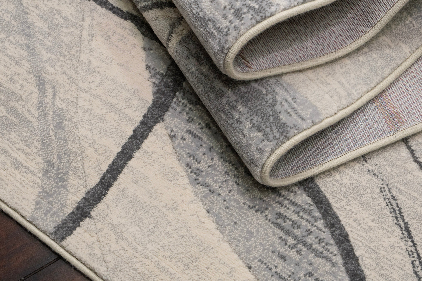 Eclipse Modern Cream/Grey/Dark Grey Geometric Medium Pile Rug