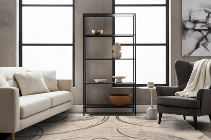 Eclipse Modern Cream/Grey/Dark Grey Geometric Medium Pile Rug