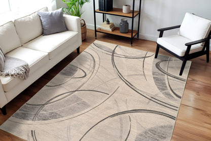 Eclipse Modern Cream/Grey/Dark Grey Geometric Medium Pile Rug