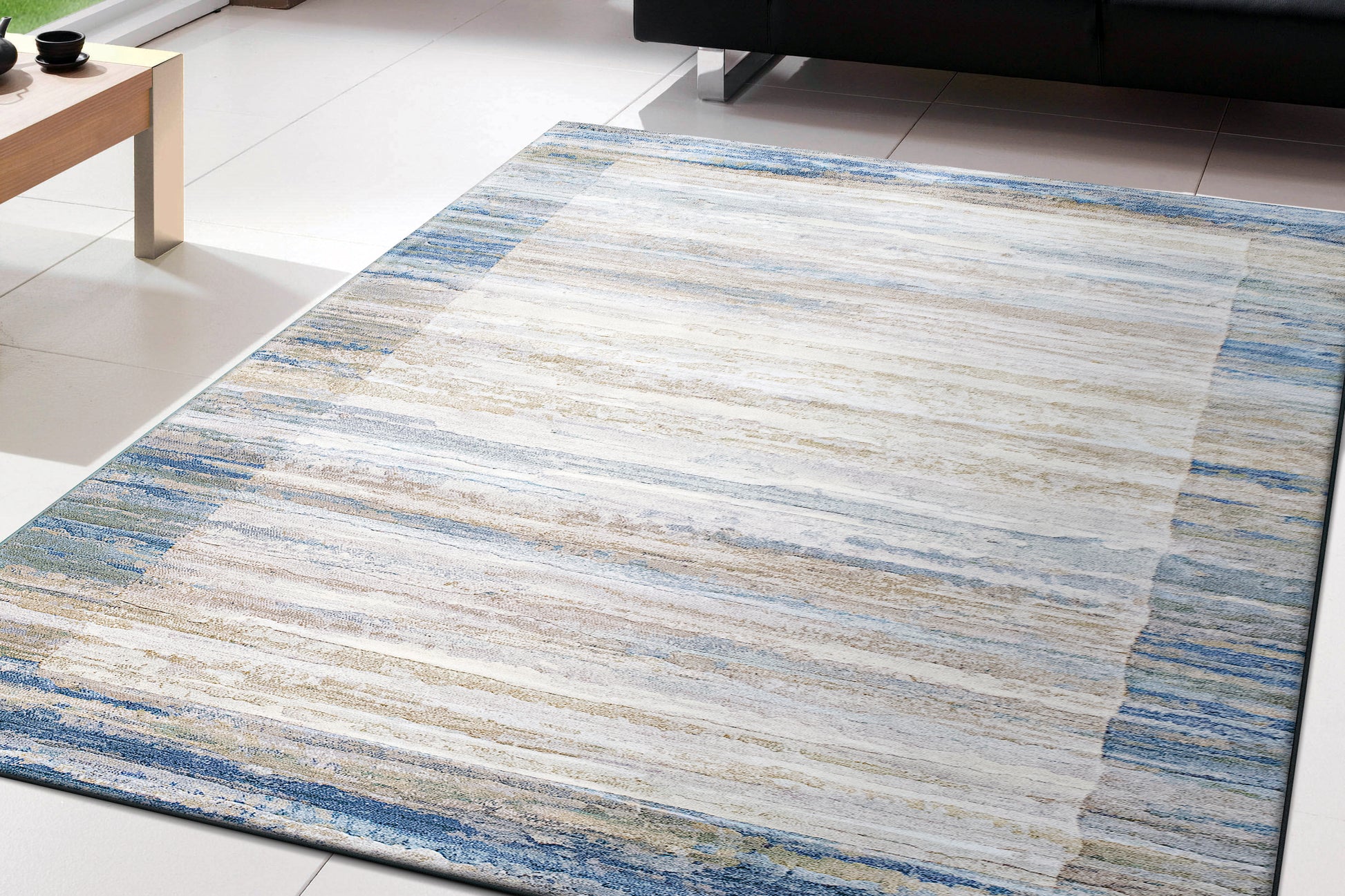 Eclipse Contemporary Blue/Grey Modern Medium Pile Rug