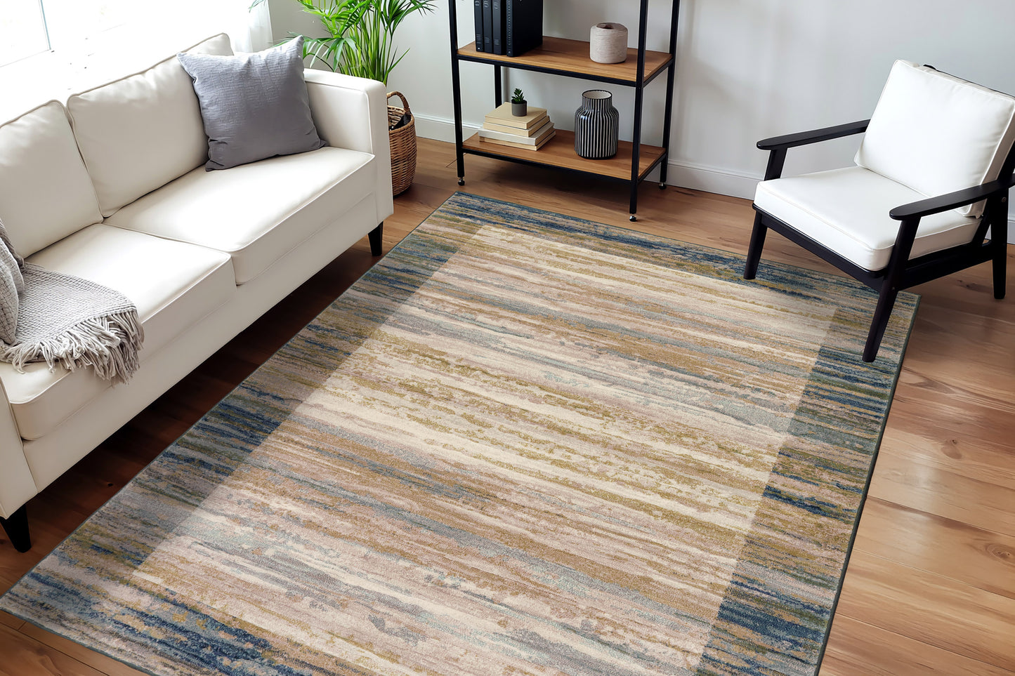 Eclipse Contemporary Blue/Grey Modern Medium Pile Rug