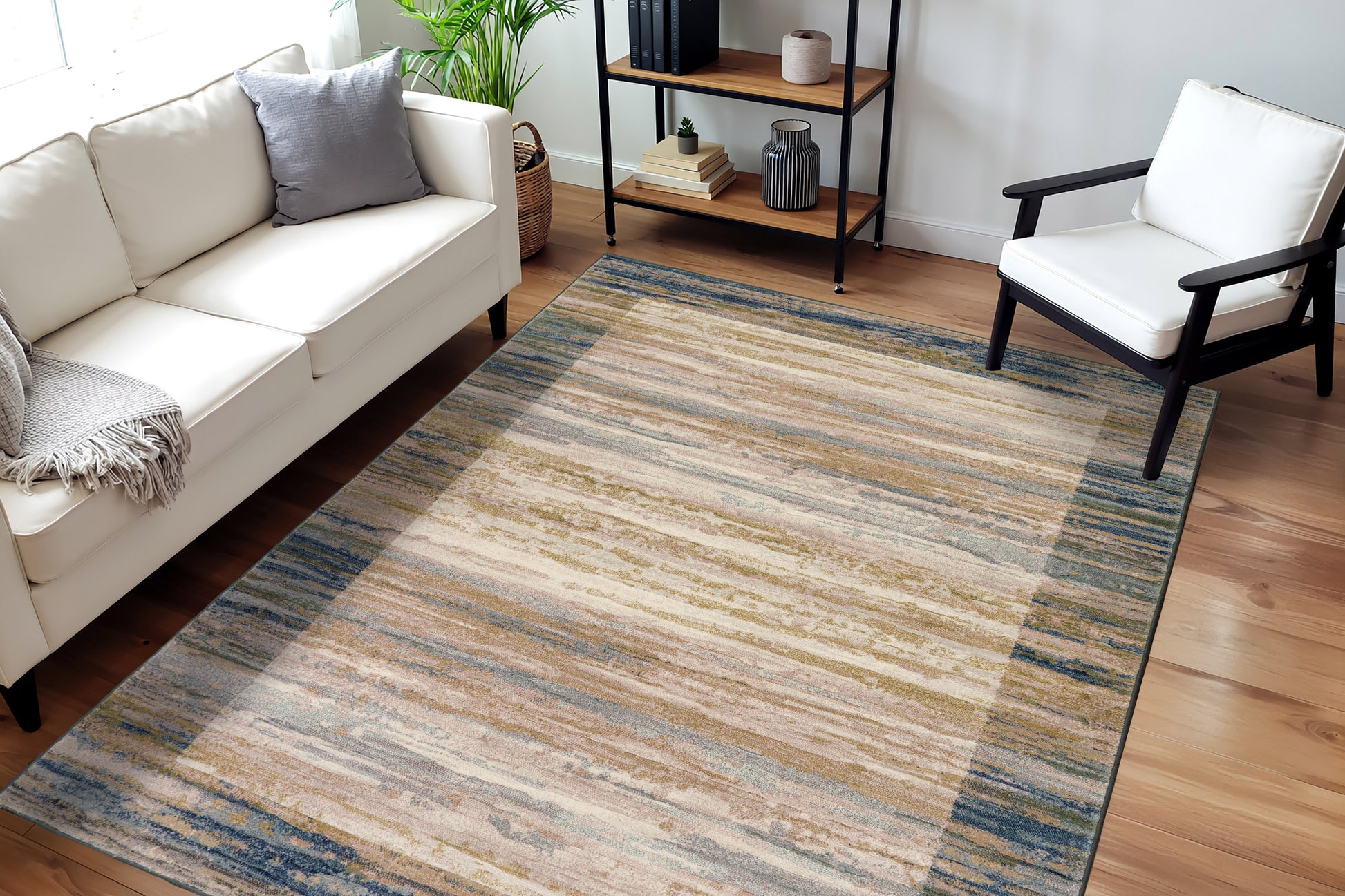 Eclipse Contemporary Blue/Grey Modern Medium Pile Rug