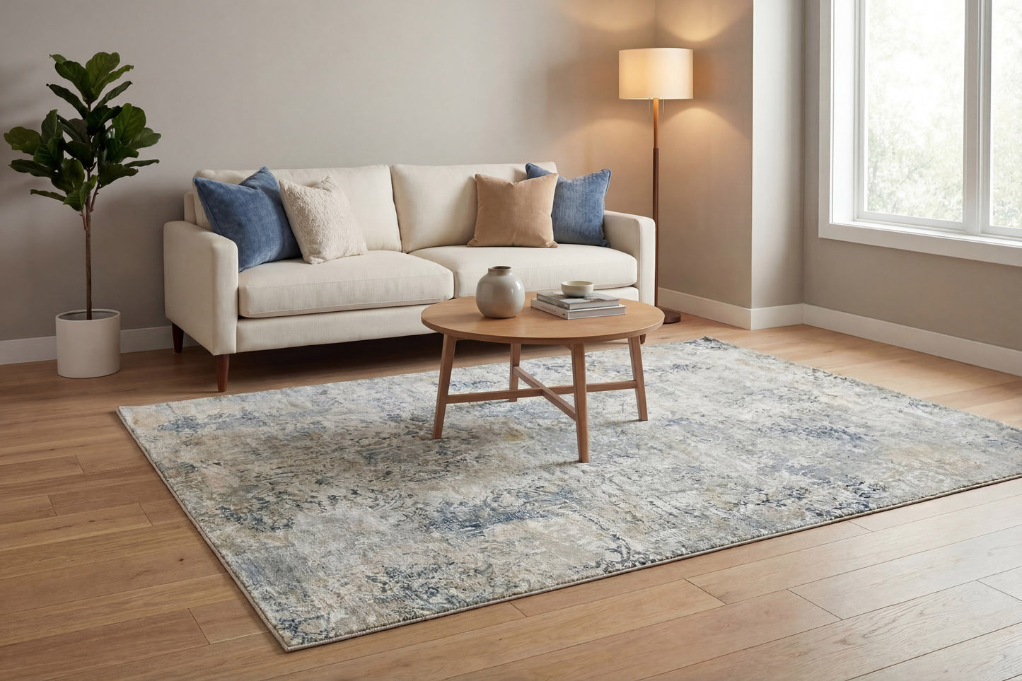 Eden Modern Cream/Beige/Navy Abstract Medium Pile Rug