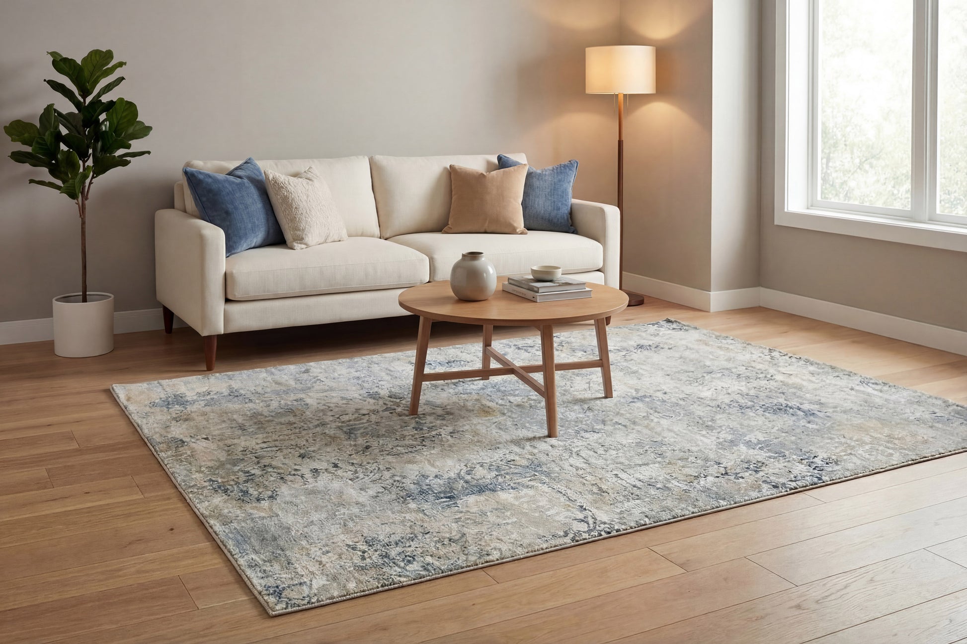 Eden Modern Cream/Beige/Navy Abstract Medium Pile Rug