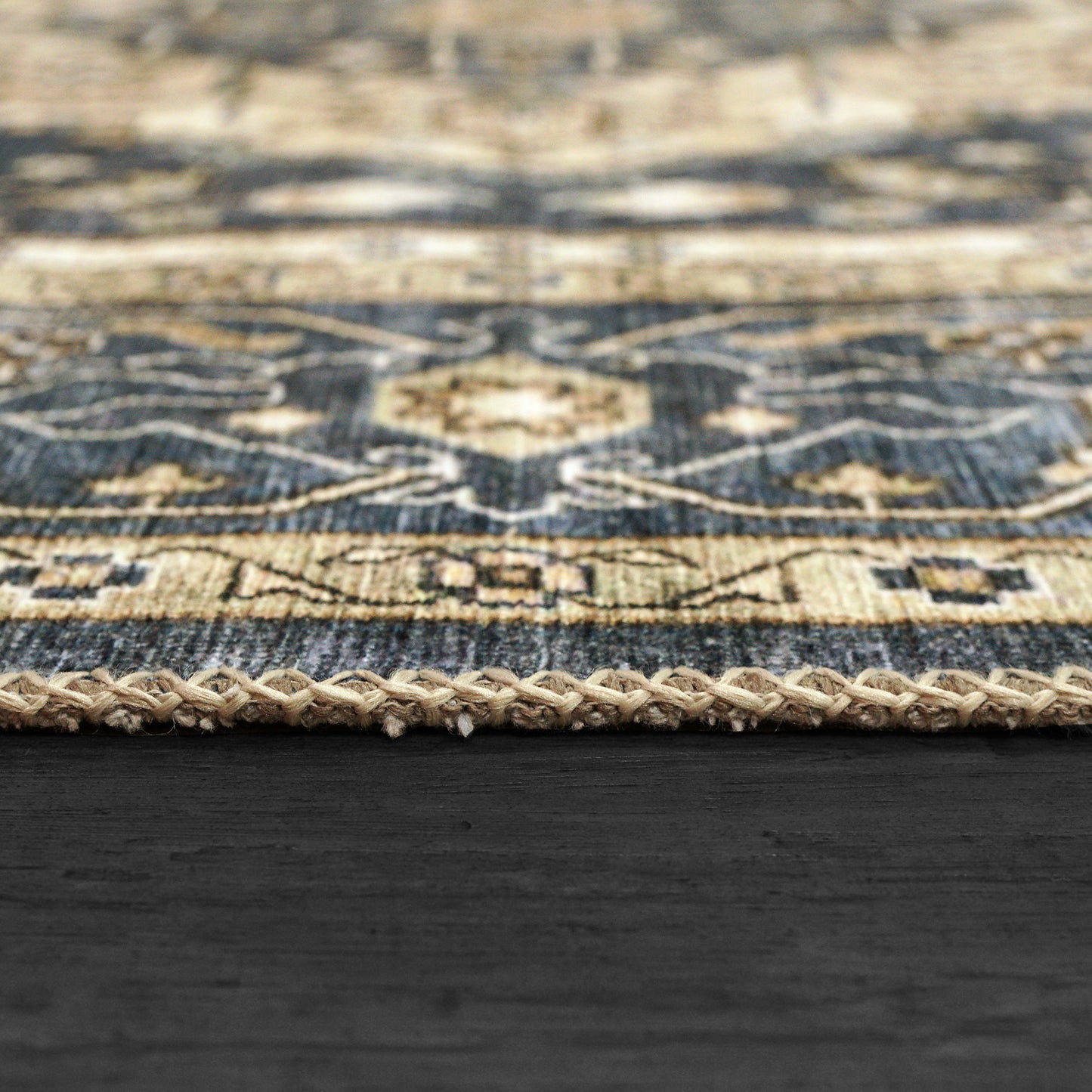 Elise Traditional Navy/Ivory Oriental Low Pile Rug