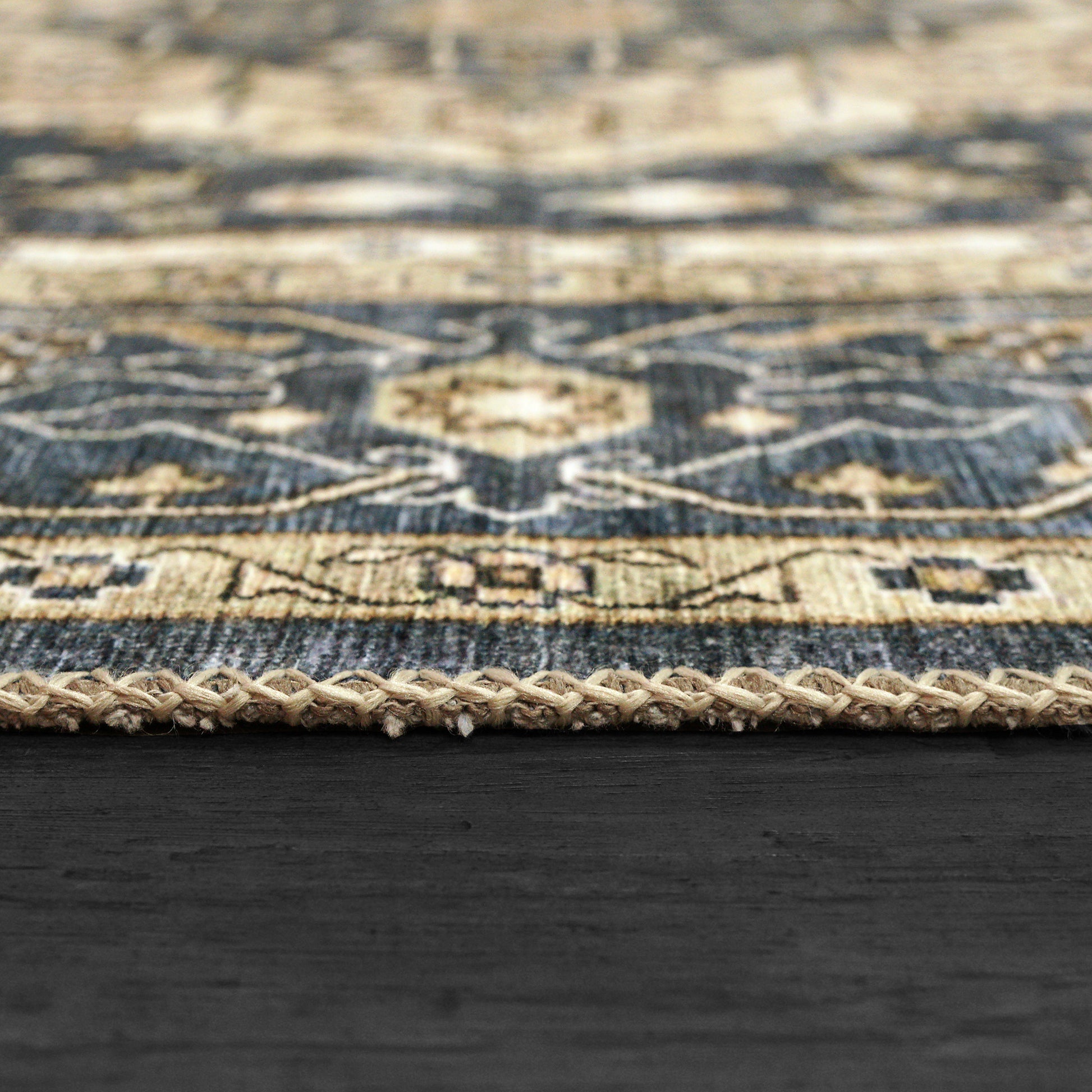 Elise Traditional Navy/Ivory Oriental Low Pile Rug