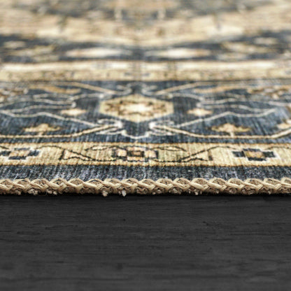 Elise Traditional Navy/Ivory Oriental Low Pile Rug